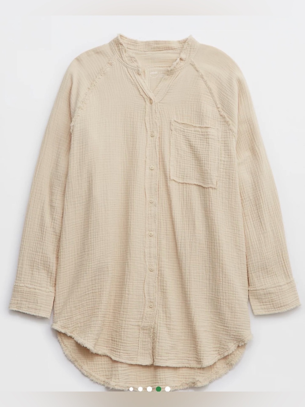 Aerie Gauzy Coverup Shirt in Soft Oat XXS - C33-031